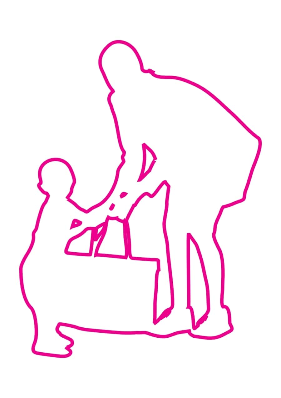 Shoping Family Silhouette Kids Coloring Sketch Free Vectors